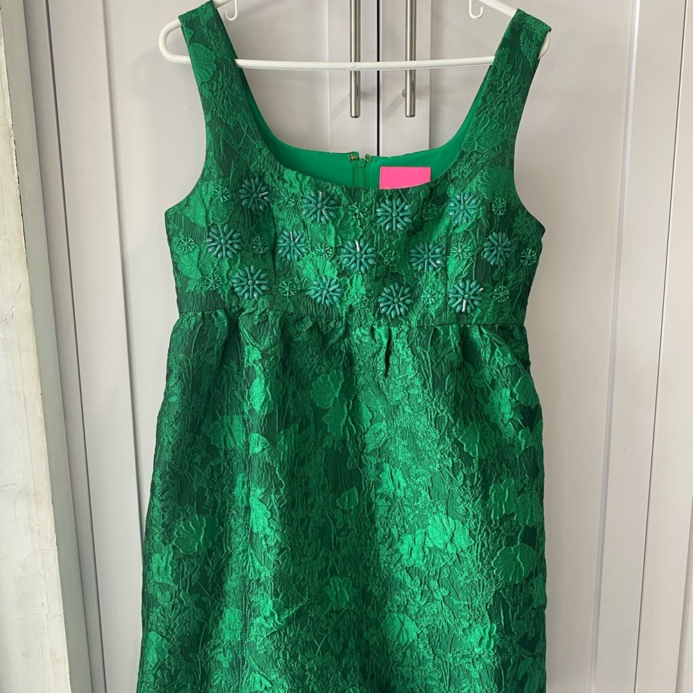 Lilly Pulitzer Green Textured Floral Dress